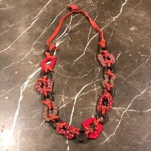 3 for $16 Handmade leather and fabric necklace
